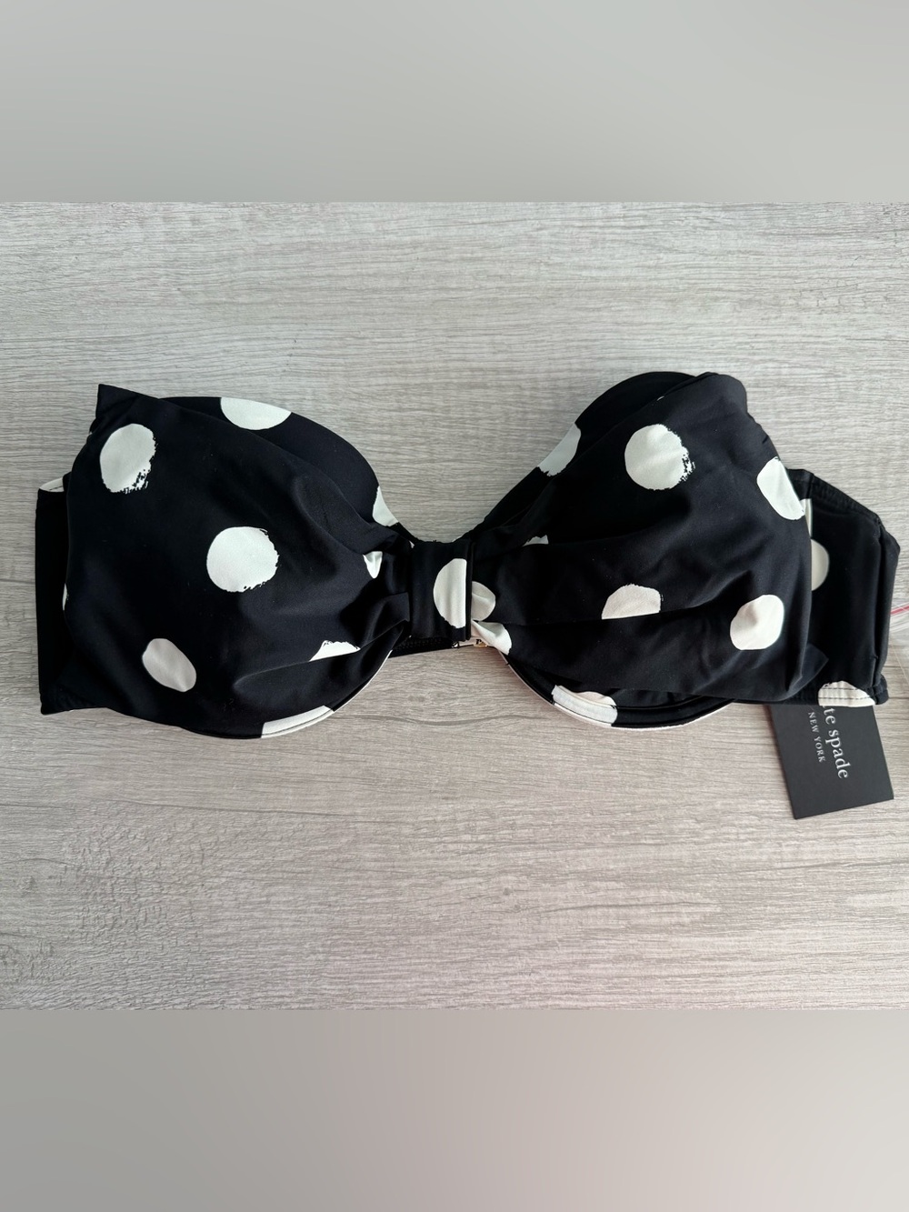 Kate Spade Women’s Black & White Bow Bra Top With Adjustable Straps Size Large